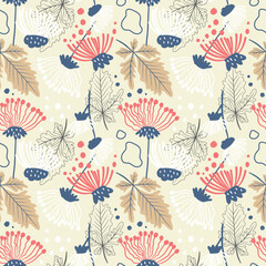 Seamless Pattern in hand drawn boho style
