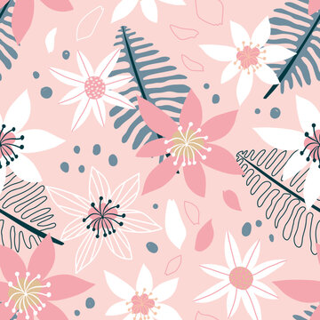 Seamless Pattern in hand drawn boho style