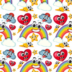 Cartoon rainbow seamless pattern