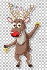  Cute Christmas deer on grid background