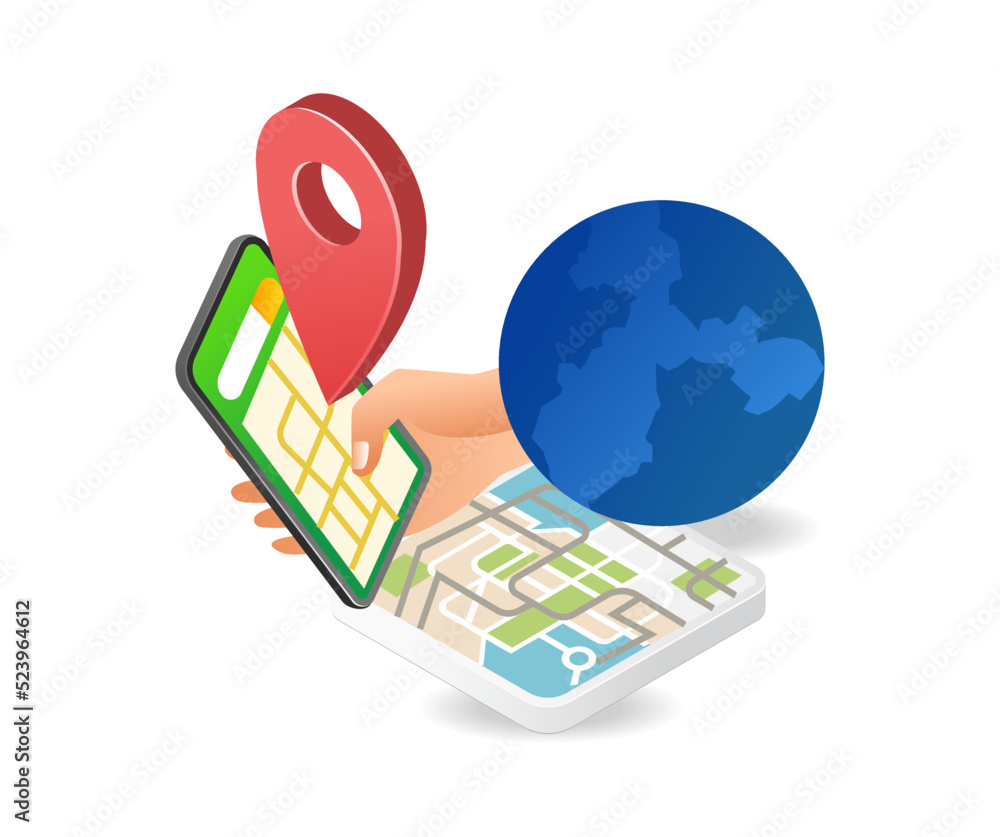 Poster Using world location map smartphone app