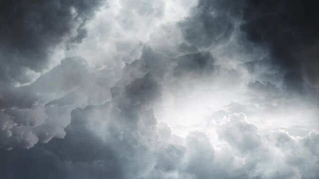 dark clouds and a flash of lightning.