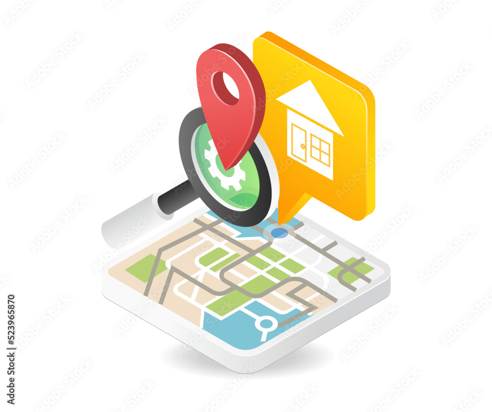Poster Find the location of the house with the smartphone map application