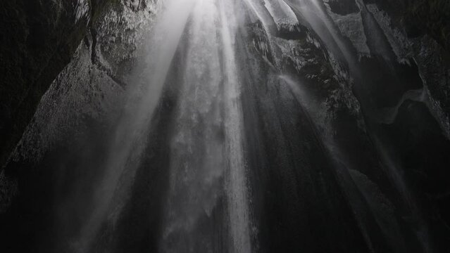 Gljufrabui waterfall from inside the cave, Iceland