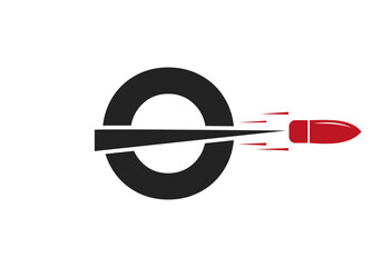 Letter O Shot Bullet Logo Vector Template Concept For Defense Logotype