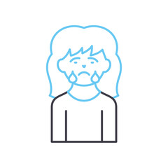 sadness line icon, outline symbol, vector illustration, concept sign