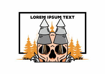 Pine trees stuck in skull illustration design
