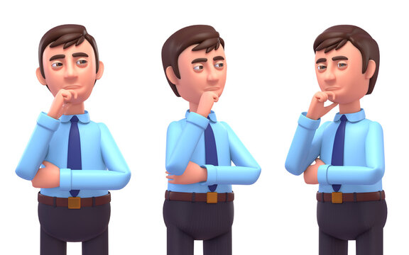3d render of businessman thinking, making decision, dreaming