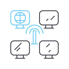 network connection line icon, outline symbol, vector illustration, concept sign