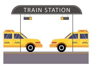 In the environment around the station, public transportation is provided to facilitate the mobility of people to the station. Ai vector illustration	