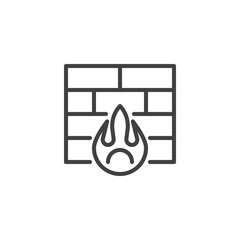 Cyber security firewall line icon