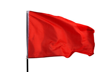Red flag waving on white background