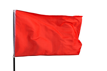 Red flag waving on white background