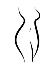 Elegant line drawing of female body