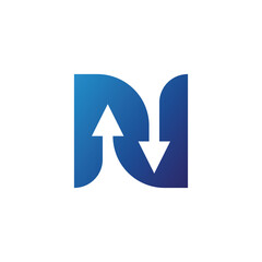 modern letter N with arrows logo design