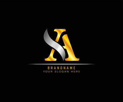 Creative elegant trendy unique artistic silver and gold color SS initial based Alphabet icon logo. Initial letter SA logo template. Luxury S A logo template.