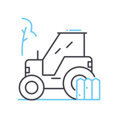 tractor line icon, outline symbol, vector illustration, concept sign