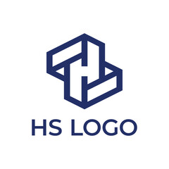 HS Hexagon line concept logo design