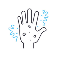 itching and rash line icon, outline symbol, vector illustration, concept sign
