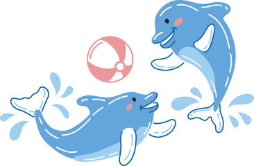 Cute Joyful Hand Drawn Dolphin Vector Illustration