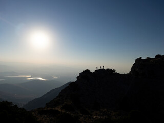 achievements of successful group of mountaineers in magnificent mountains
