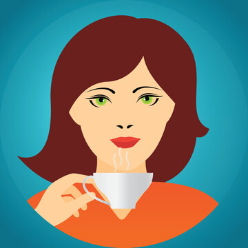 Young woman drinking a hot beverage from a cup