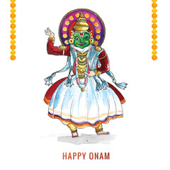 Happy onam festival of south india kerala on watercolor design