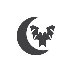 Moon and bat vector icon