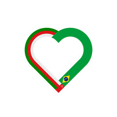 unity concept. heart ribbon icon of oman and brazil flags. vector illustration isolated on white background