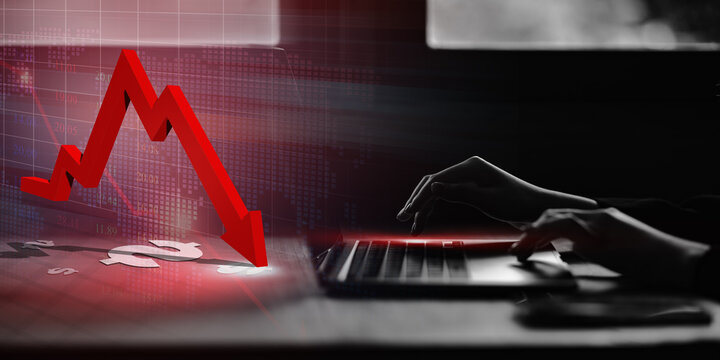 business woman worried about financial crisis Business bankruptcy. share price fell Disappointed with the investment financial crisis business concept