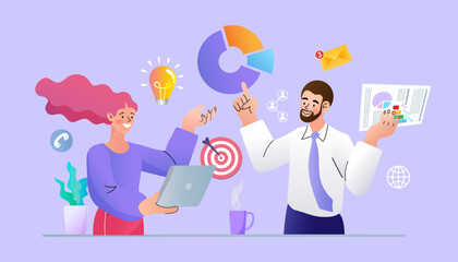 Online work from home meeting. Vector Illustrations flat design concept video conference. EPS10.