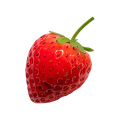 strawberry organic fruit isolated on transparent background - PNG format.