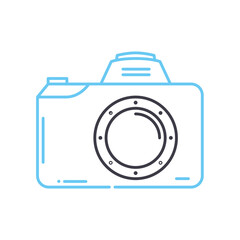 mirrorless camera line icon, outline symbol, vector illustration, concept sign