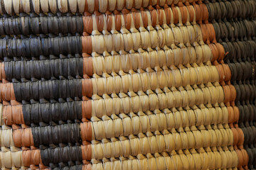 Closeup of rustic woven basket in brown tones