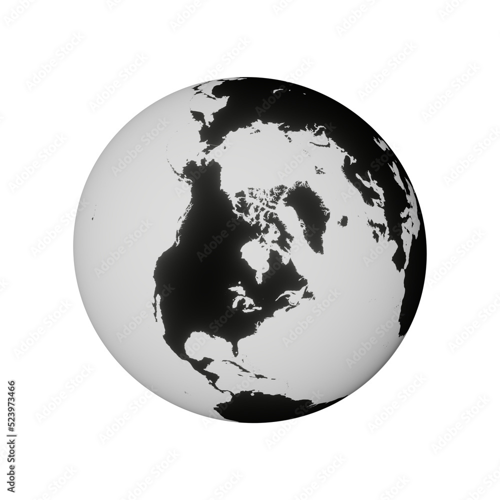 Sticker 3d rendering, planet earth globe, isolated on transparent background - png format.