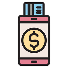 Online payment , Online Banking filled outline icon.