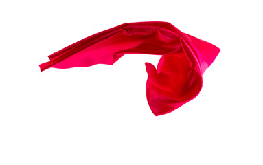 Red silk flying on white background