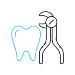 tooth extraction line icon, outline symbol, vector illustration, concept sign