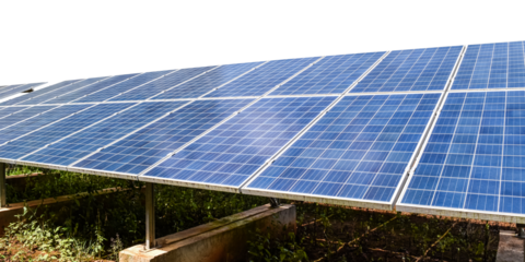 Solar panels isolated. Photovoltaic on transparent background - PNG format.