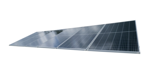 Solar panels isolated. Photovoltaic on transparent background - PNG format.