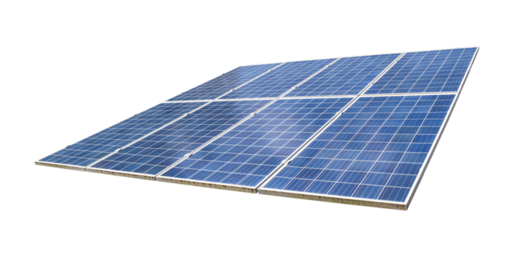 Solar panels isolated. Photovoltaic on transparent background - PNG format.