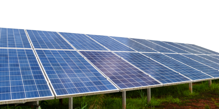 Solar panels isolated. Photovoltaic on transparent background - PNG format.
