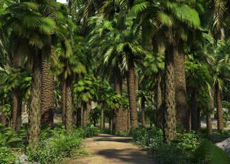 Fototapeta premium 3D Palm trees on island