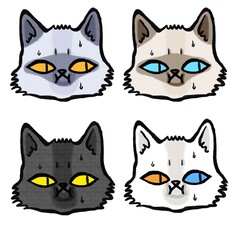 four color cats, embarrassed version, type 1