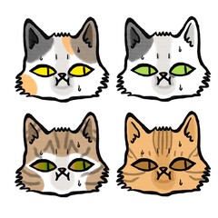 four color cats, embarrassed version, type 2