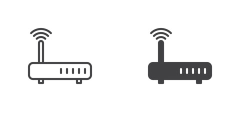 Wifi router icon, line and glyph version