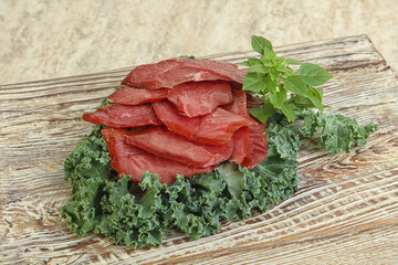 Sliced dried duck breast magret