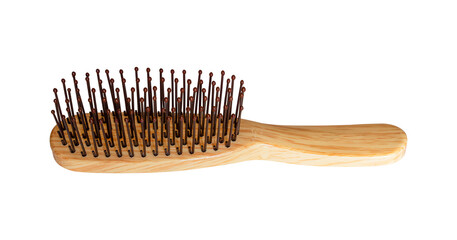Wood brown comb isolated on transparent background - PNG format.