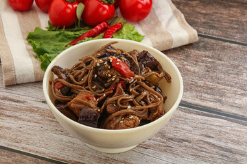 Udon soba with pork and vegetables