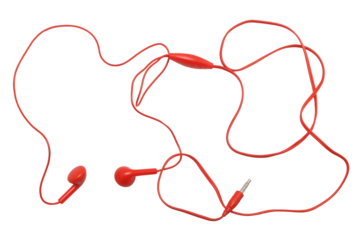 red earphone on transparent background png file